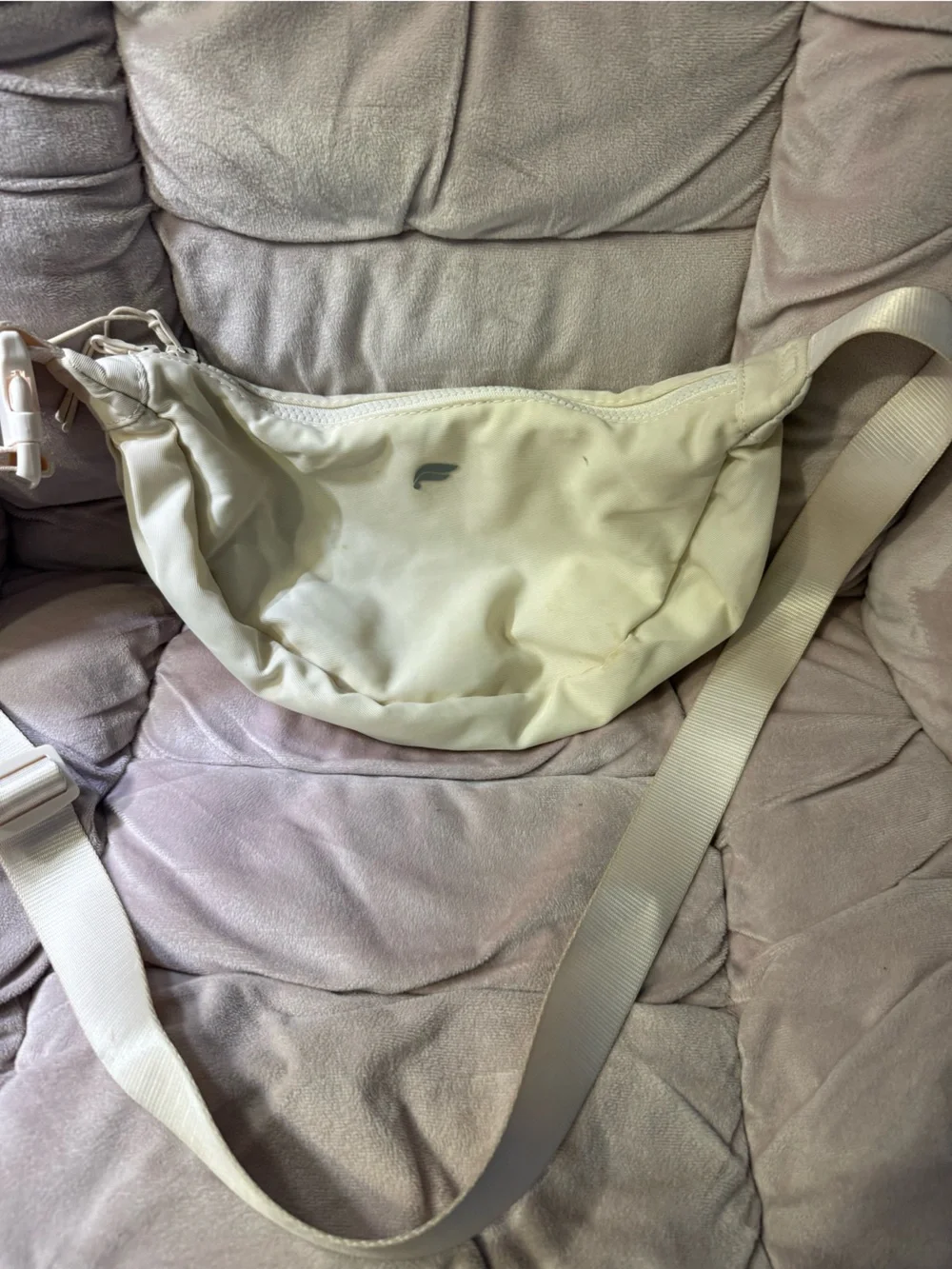 Fabletics Off-White/Ivory Crescent Belt Bag | Adjustable Crossbody Sling